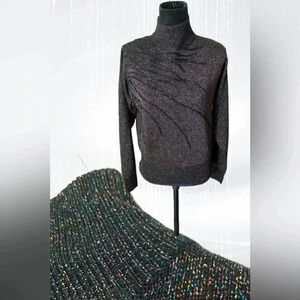 90s Dressbarn women’s black rainbow metallic sparkle sweater turtleneck medium